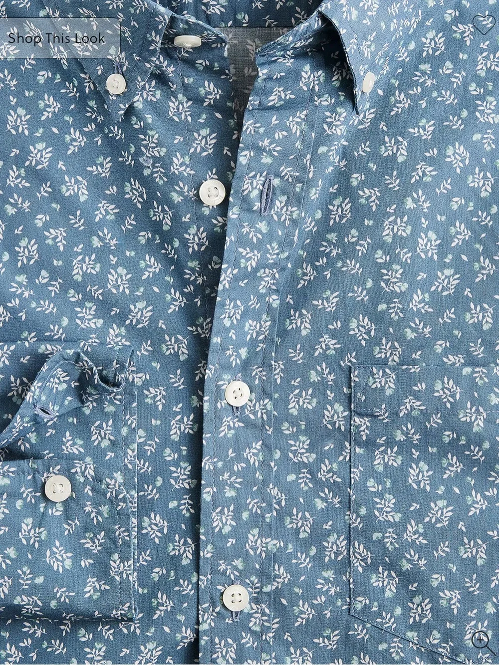 J. Crew Factory Blue Floral Button-Down Shirt Printed flex casual shirt xxl New